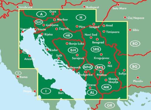 Carte de Slovénie, Croatie, Serbie, Bosnie, Montenegro, Kosovo &#038; Macédoine | Freytag &#038; Berndt - La Compagnie des Cartes