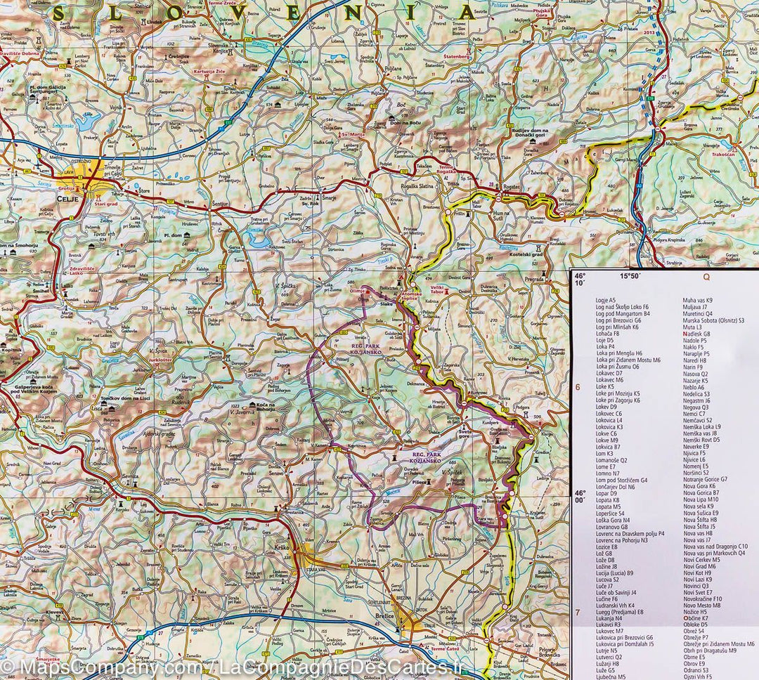 Carte routière de la Slovénie | National Geographic - La Compagnie des Cartes