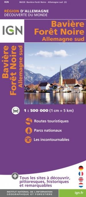 Carte routière - sud de l'Allemagne - Bavière & Forêt Noire | IGN carte pliée IGN 