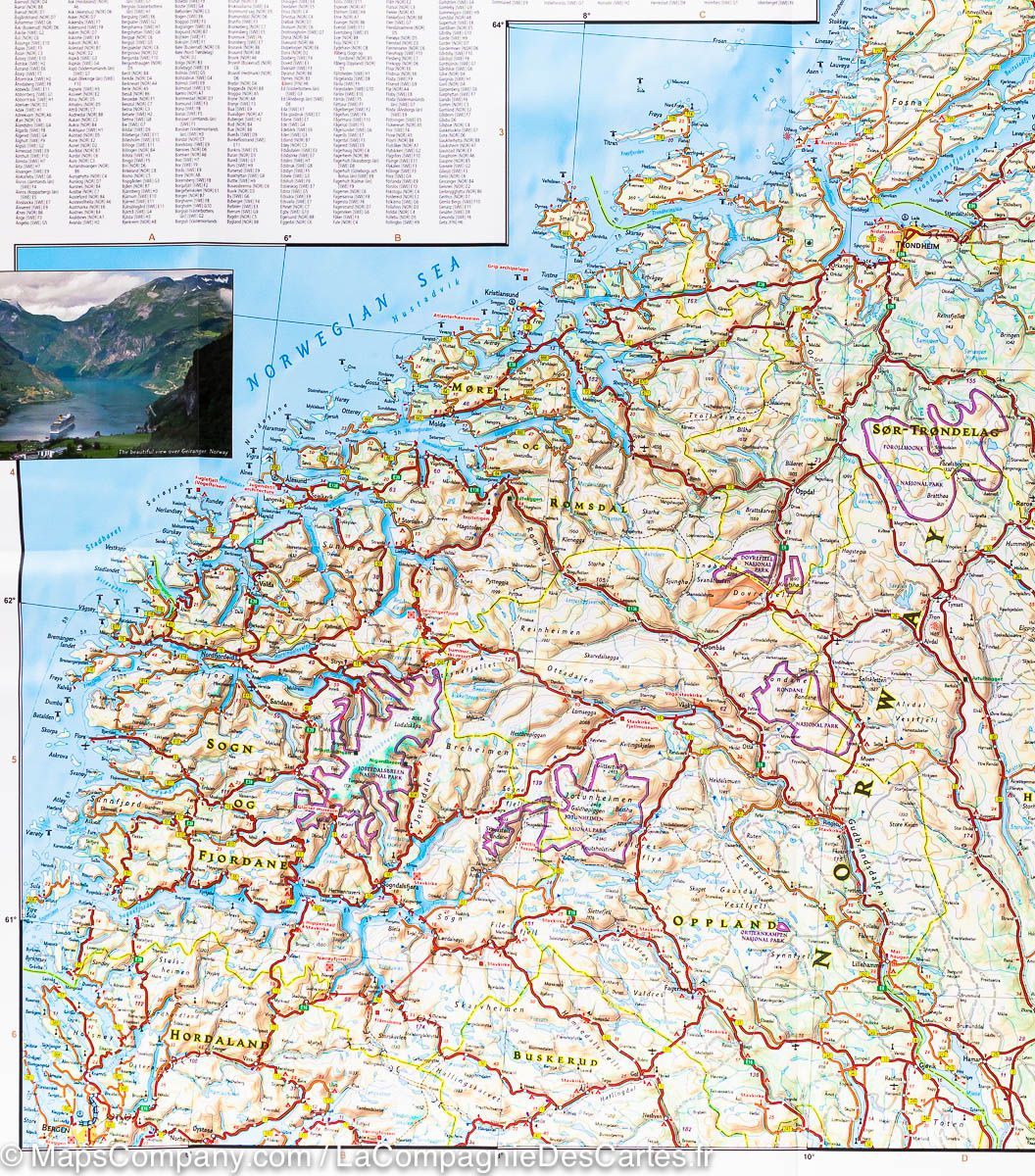 Carte routière - Suède Sud & Norvège Sud | National Geographic carte routière National Geographic