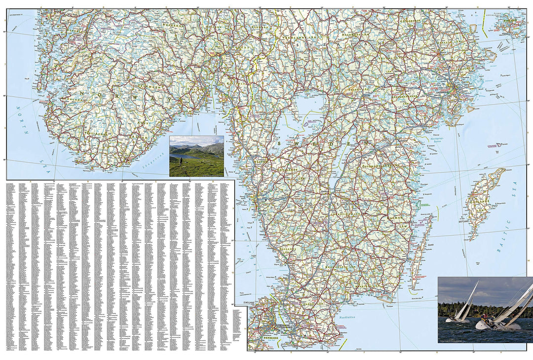 Carte routière - Suède Sud & Norvège Sud | National Geographic carte pliée National Geographic 