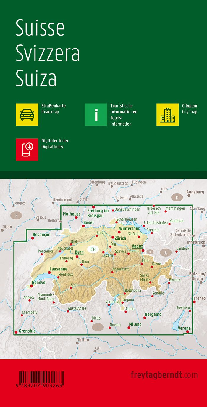 Carte routière - Suisse | Freytag & Berndt carte pliée Freytag & Berndt 