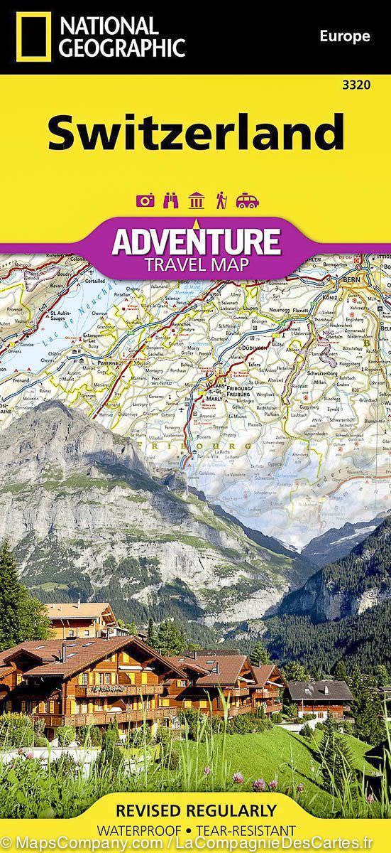 Carte routière de la Suisse | National Geographic - La Compagnie des Cartes