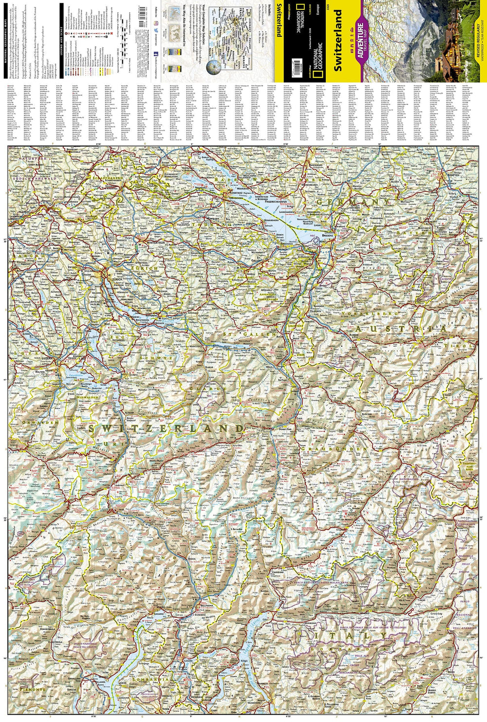 Carte routière - Suisse | National Geographic carte pliée National Geographic 