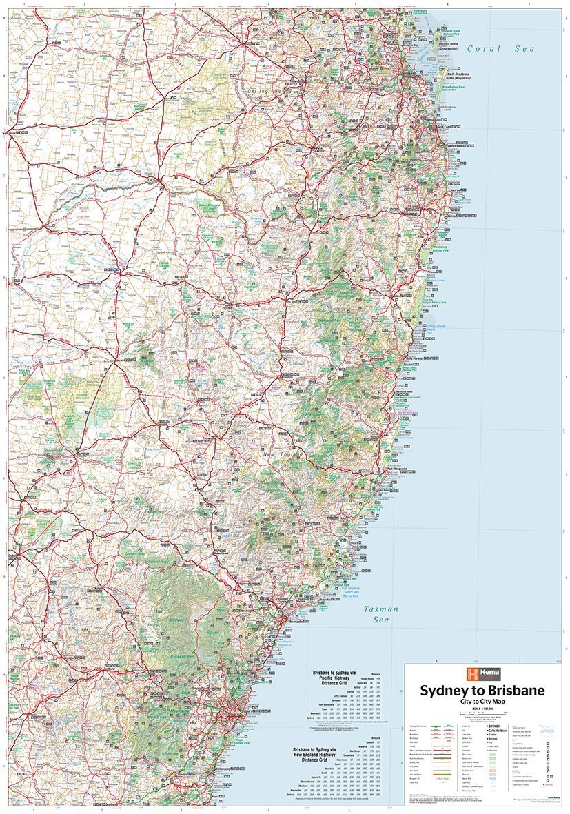 Carte routière - Sydney à Brisbane (Australie) | Hema Maps carte routière Hema Maps