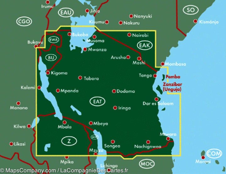 Carte routière de la Tanzanie | Freytag & Berndt - La Compagnie des Cartes