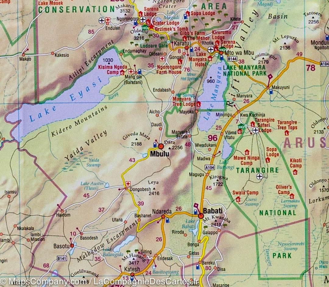 Carte routière de la Tanzanie (inclus Dar es Salaam, Arusha) | Harms Verlag - La Compagnie des Cartes