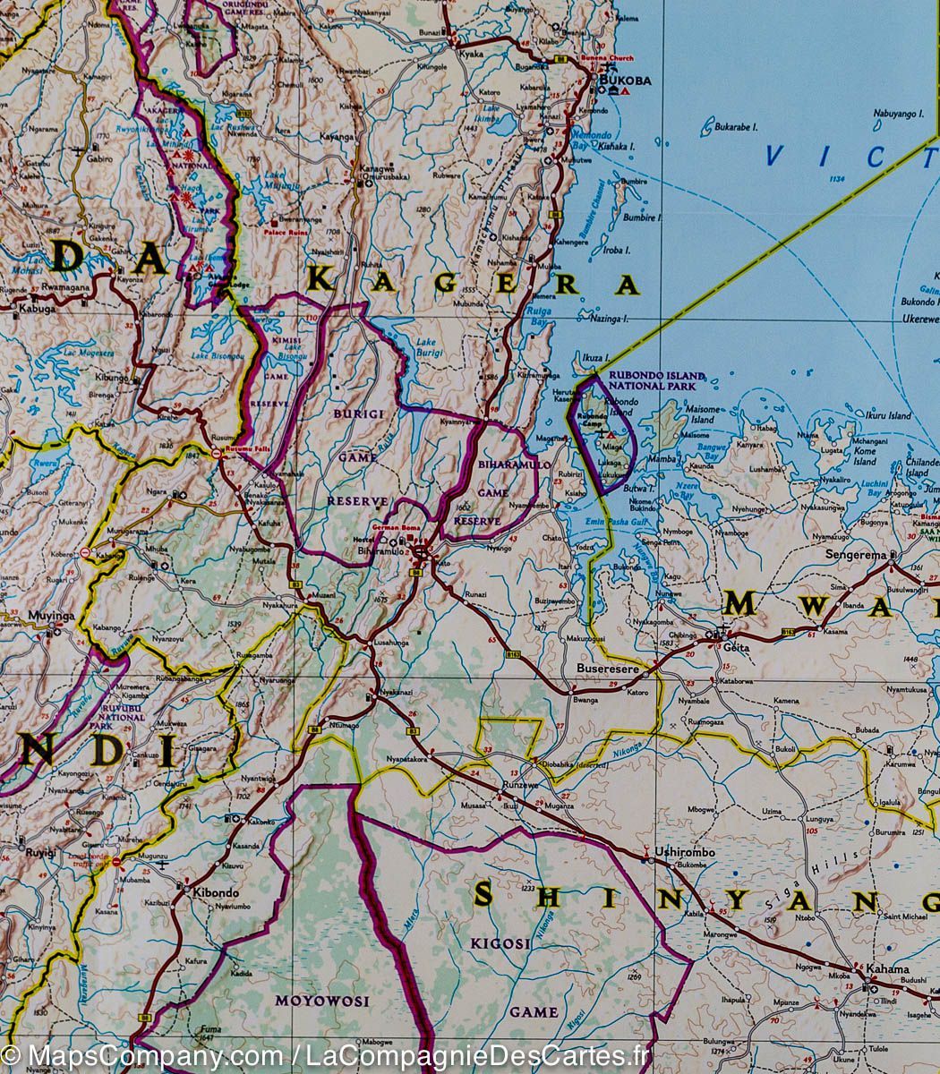 Carte routière - Tanzanie, Rwanda & Burundi | National Geographic carte routière National Geographic
