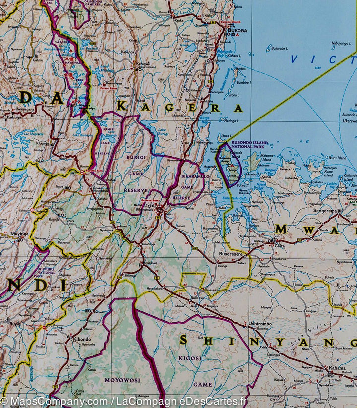 Carte routière de la Tanzanie, Rwanda &#038; Burundi | National Geographic - La Compagnie des Cartes