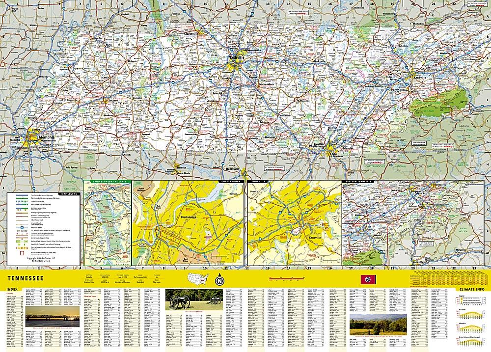 Carte routière - Tennessee | National Geographic carte routière National Geographic