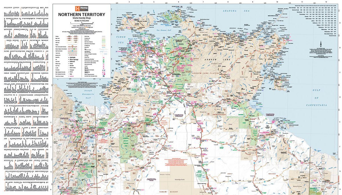 Carte routière - Territoire du Nord (Australie) | Hema Maps - Handy map carte routière Hema Maps