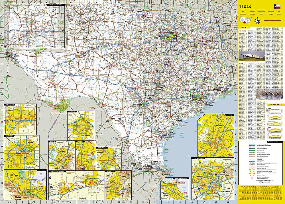 Carte routière - Texas | National Geographic carte routière National Geographic