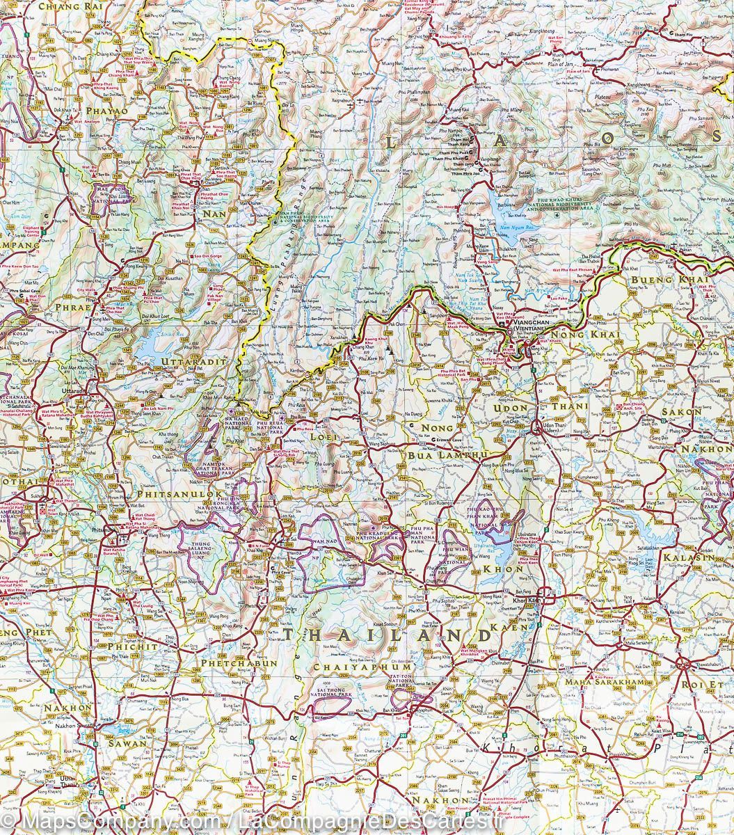 Carte routière de la Thailande | National Geographic - La Compagnie des Cartes