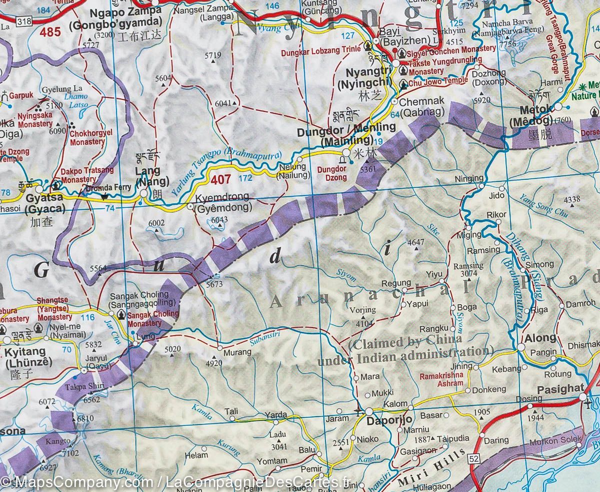 Carte routière - Tibet | Gizi Map carte routière Gizi Map