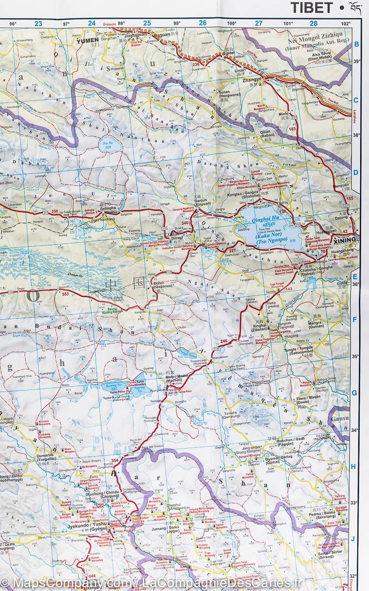 Carte routière - Tibet | Gizi Map carte routière Gizi Map