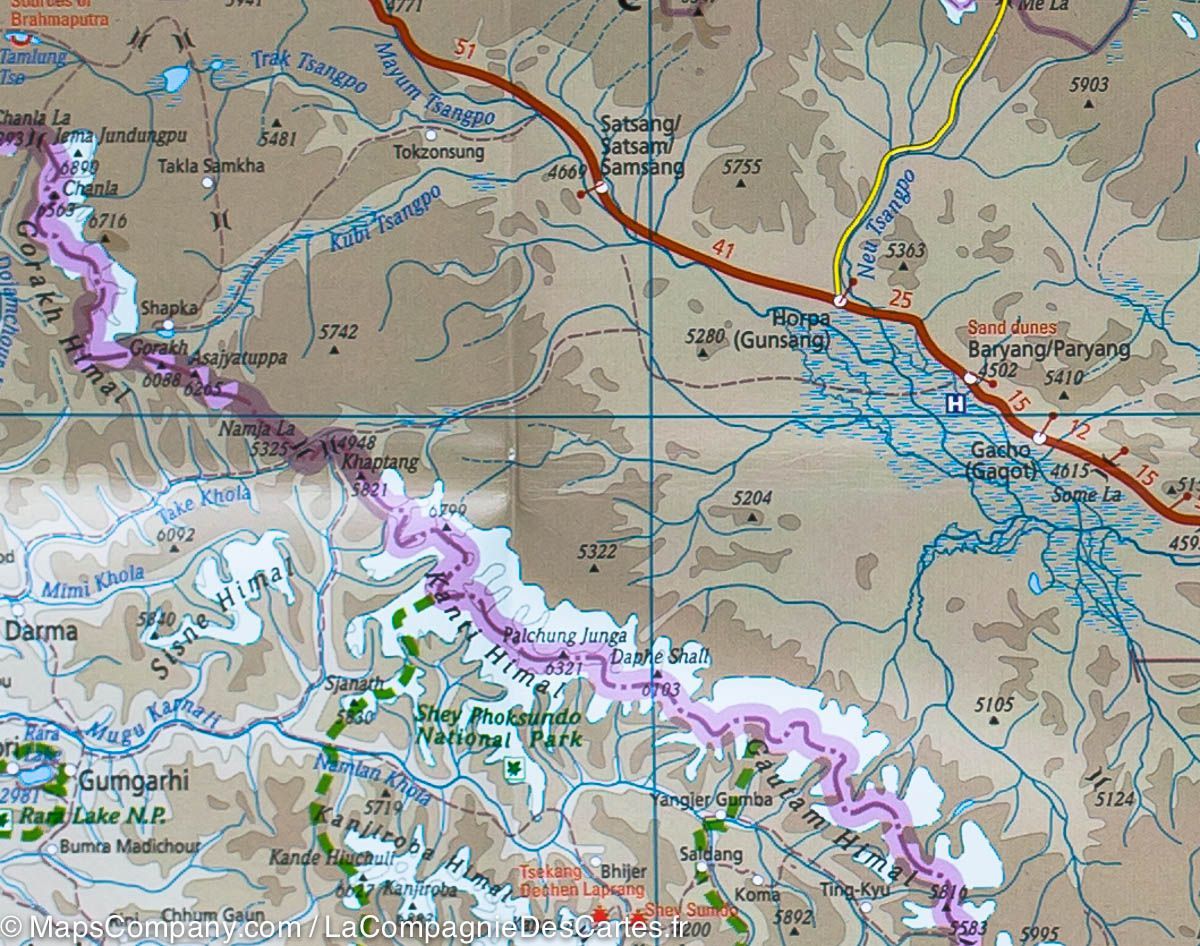 Carte routière - Tibet & Vallée de Lhassa | Reise Know How carte routière Reise Know-How