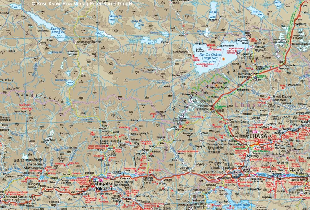 Carte routière - Tibet & Vallée de Lhassa | Reise Know How carte routière Reise Know-How