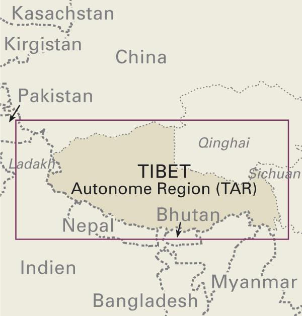 Carte routière - Tibet & Vallée de Lhassa | Reise Know How carte pliée Reise Know-How 