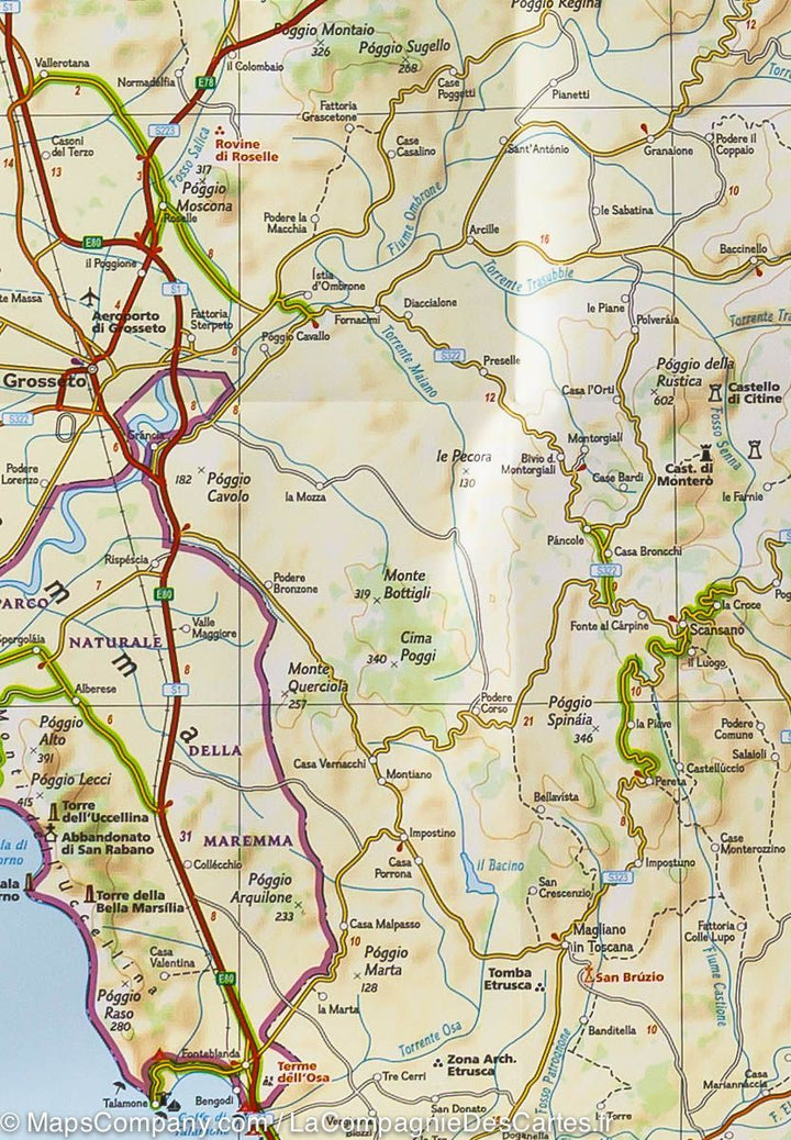 Carte routière de la Toscane (Italie) | National Geographic - La Compagnie des Cartes