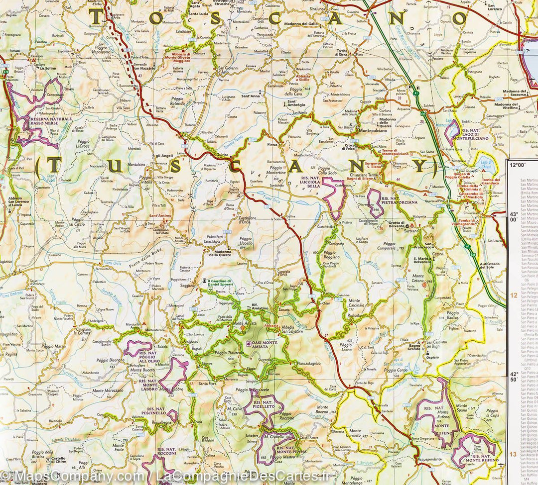Carte routière de la Toscane (Italie) | National Geographic - La Compagnie des Cartes
