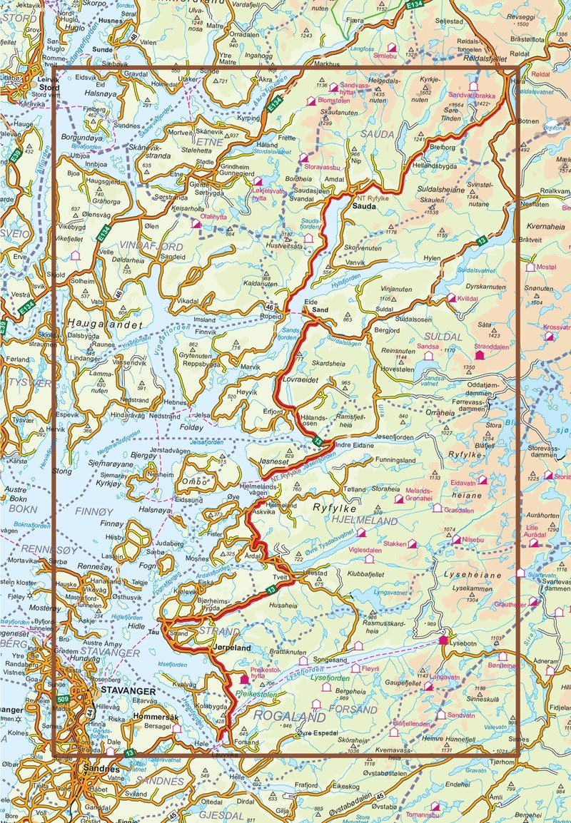 Carte routière touristique n° 02 - Ryfylke (Norvège) | Nordeca carte routière Nordeca