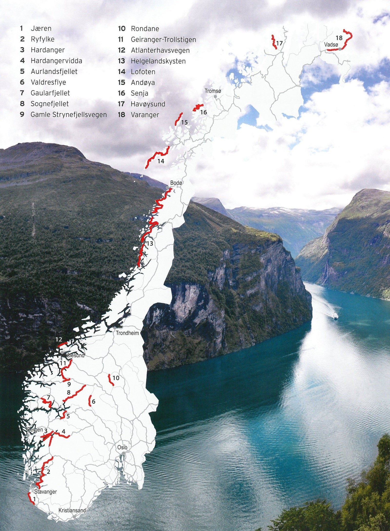 Carte routière touristique n° 06 - Valdresflye (Norvège) | Nordeca carte routière Nordeca