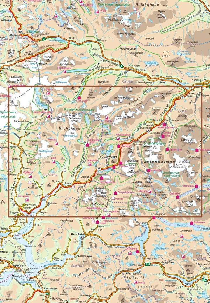 Carte routière touristique n° 08 - Sognefjellett (Norvège) | Nordeca carte pliée Nordeca 