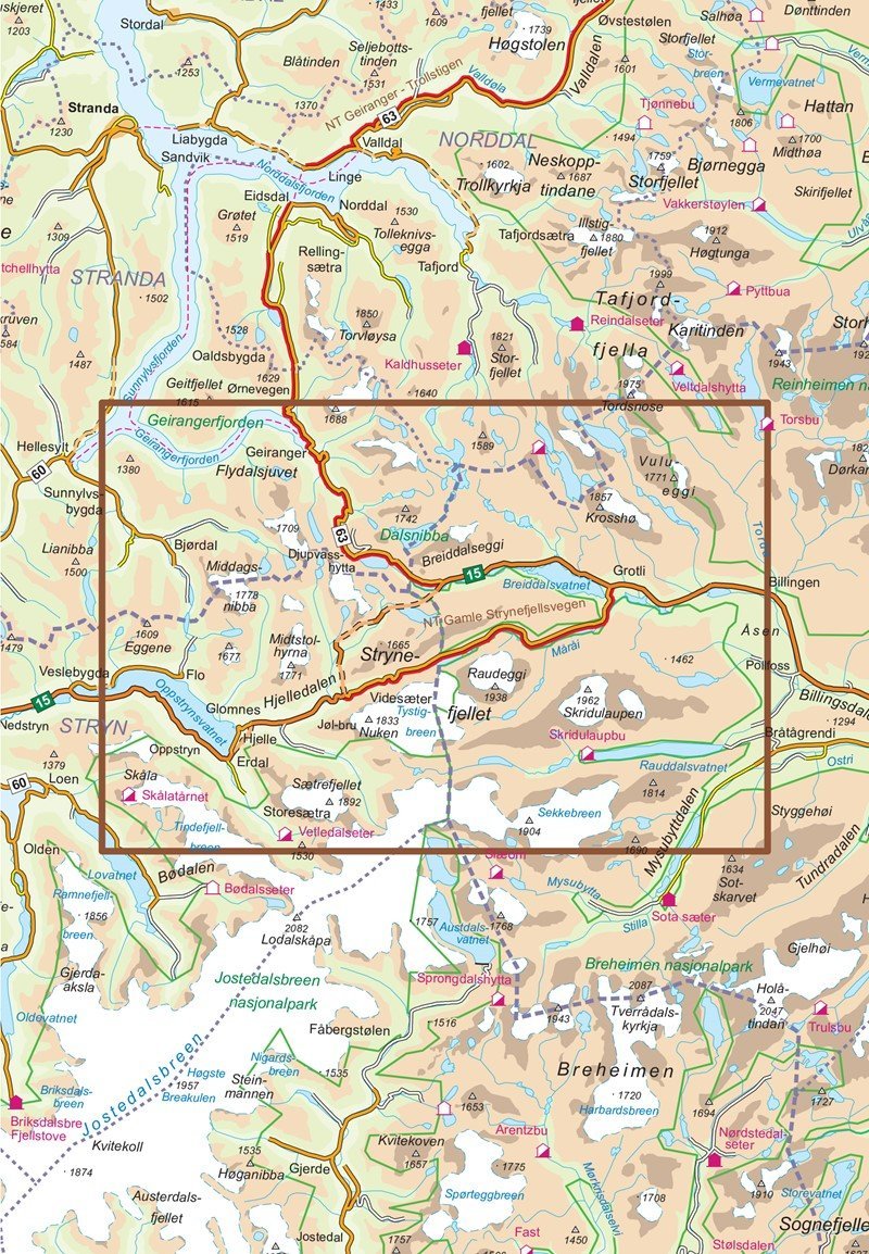 Carte routière touristique n° 09 - Gamle Strynefjellsvegen (Norvège) | Nordeca carte routière Nordeca