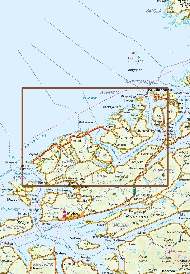Carte routière touristique n° 12 - Atlanterhavsvegen (Norvège) | Nordeca carte routière Nordeca