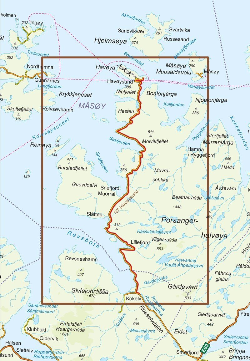 Carte routière touristique n° 17 - Havoysund (Norvège) | Nordeca carte routière Nordeca