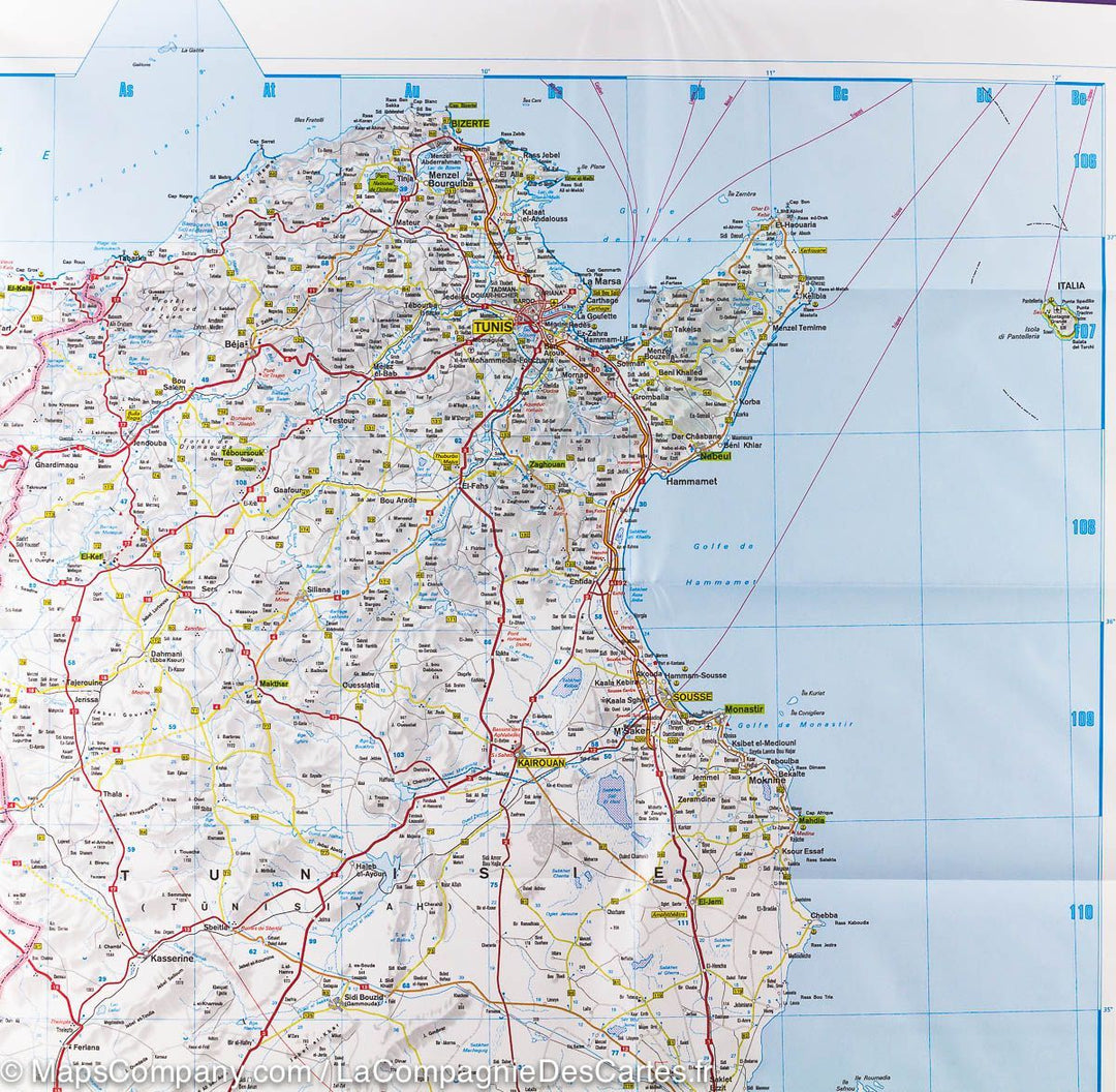 Carte routière de la Tunisie | IGN - La Compagnie des Cartes