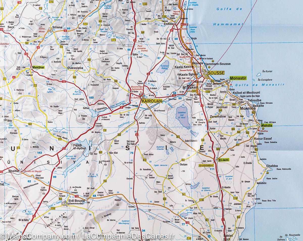 Carte routière - Tunisie | IGN carte routière IGN