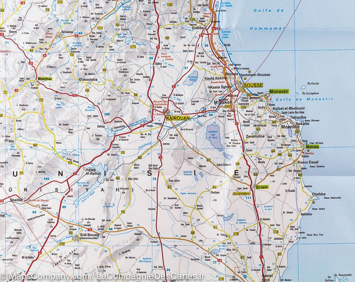 Carte routière de la Tunisie | IGN - La Compagnie des Cartes