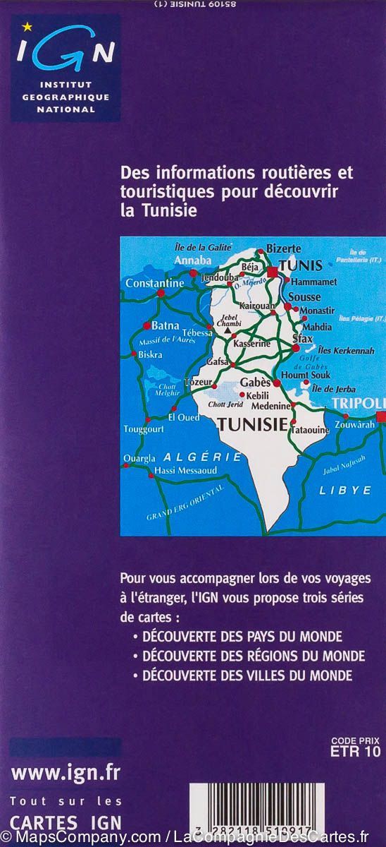 Carte routière de la Tunisie | IGN - La Compagnie des Cartes