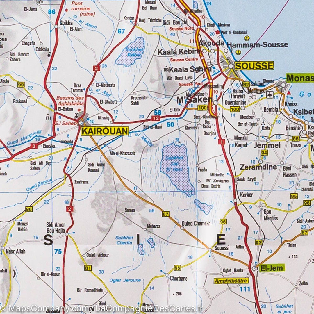 Carte routière de la Tunisie | IGN - La Compagnie des Cartes