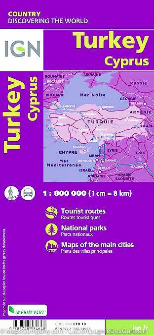Carte routière de la Turquie &amp; Chypre | IGN - La Compagnie des Cartes