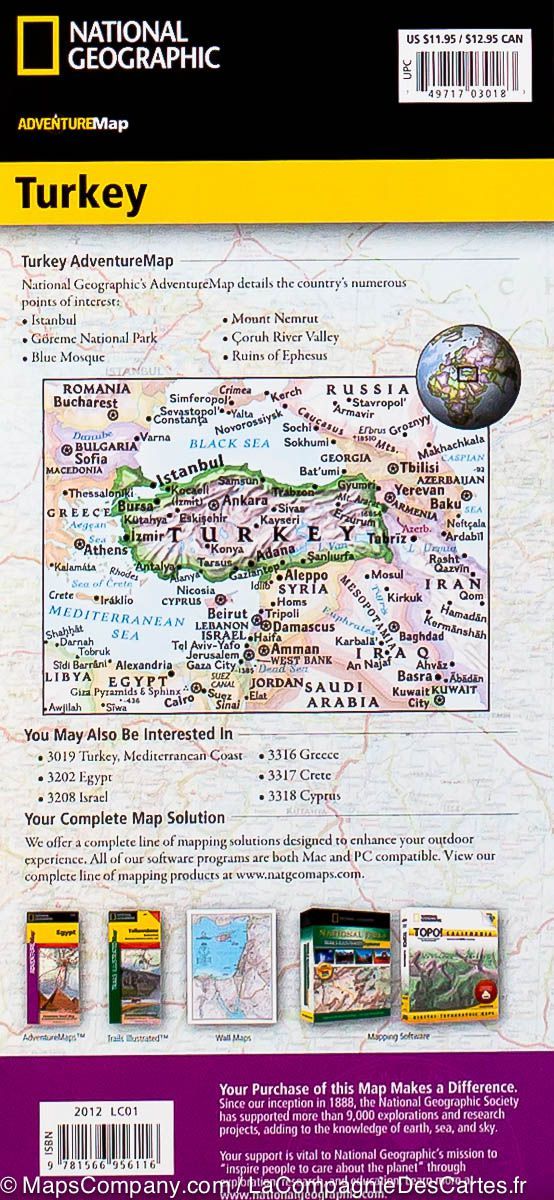 Carte routière - Turquie | National Geographic carte pliée National Geographic 