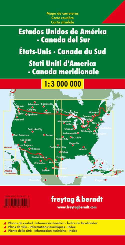 Carte routière - USA & Canada Sud | Freytag & Berndt carte pliée Freytag & Berndt 