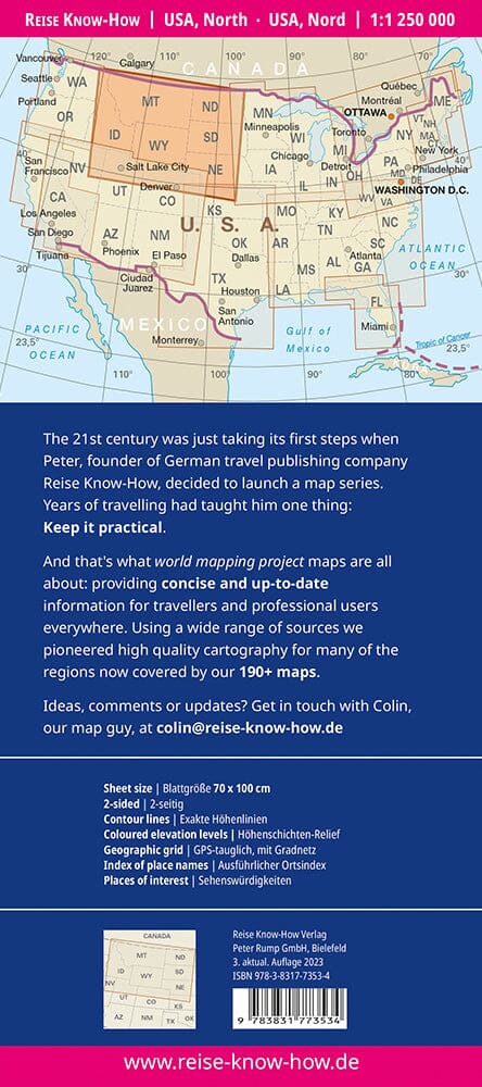 Carte routière USA n° 2 - USA Nord | Reise Know How carte routière Reise Know-How