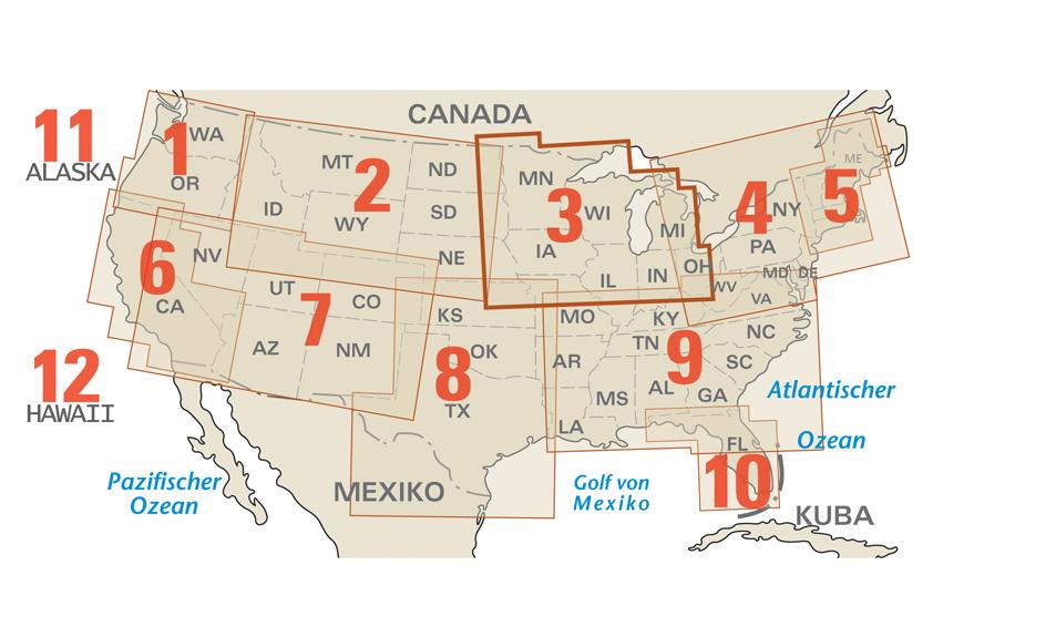 Carte routière USA n° 3 - Midwest | Reise Know How carte routière Reise Know-How