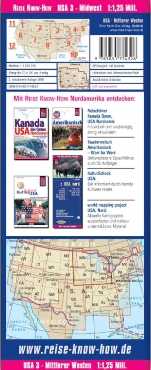 Carte routière USA n° 3 - Midwest | Reise Know How carte routière Reise Know-How