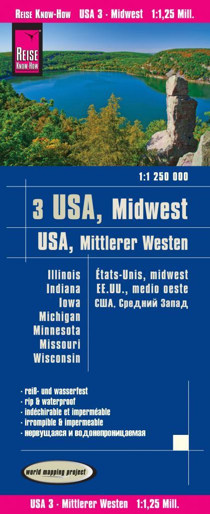 Carte routière USA n° 3 - Midwest | Reise Know How carte routière Reise Know-How Default Title