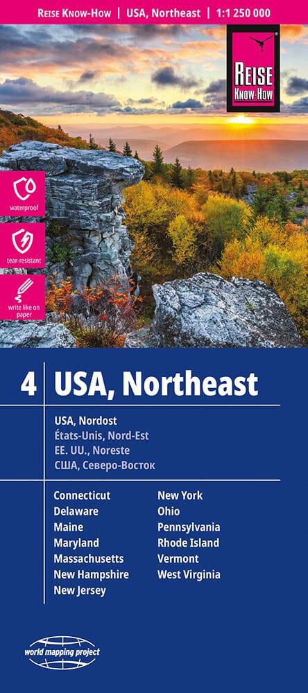 Carte routière USA n° 4 - USA Nord-est | Reise Know How carte routière Reise Know-How