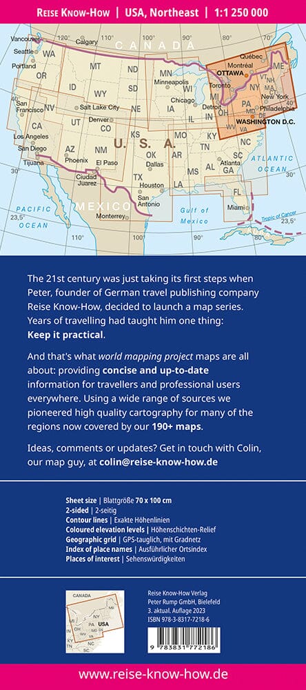 Carte routière USA n° 4 - USA Nord-est | Reise Know How carte routière Reise Know-How