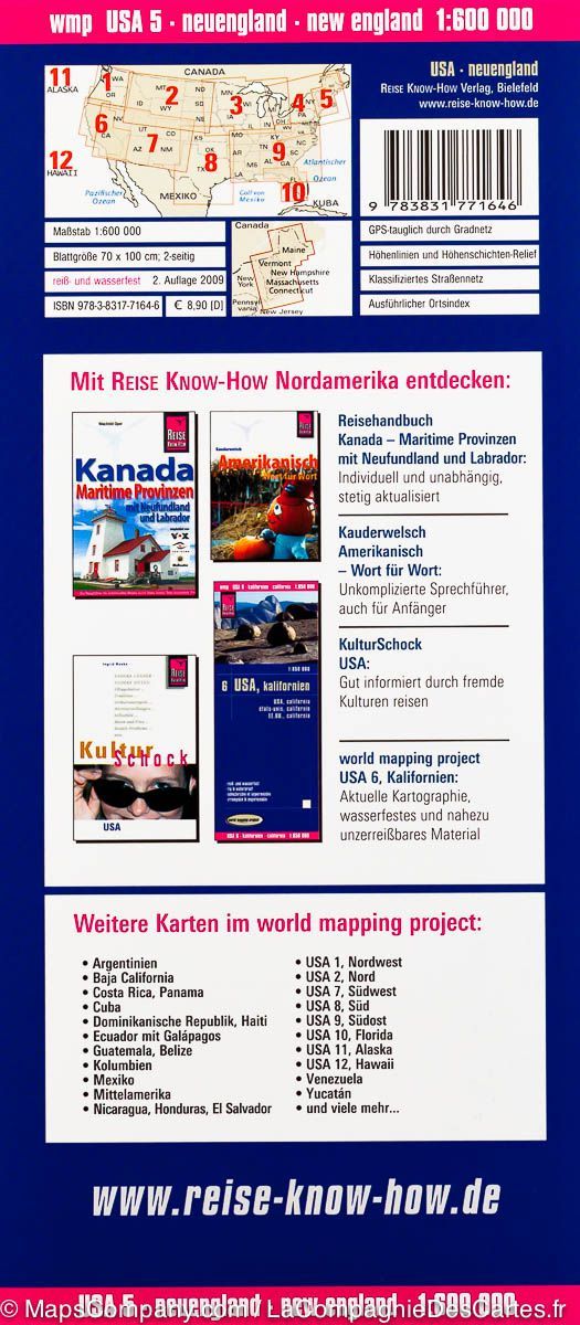 Carte routière USA n° 5 - Nouvelle Angleterre | Reise Know How carte routière Reise Know-How