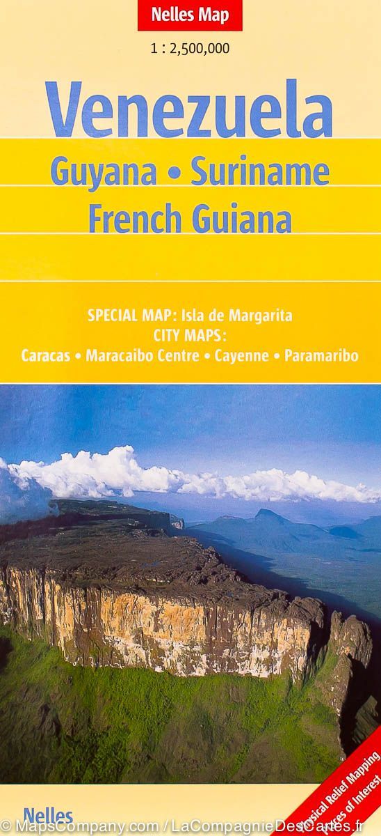 Carte routière - Venezuela, Guyana, Surinam & Guyane Française | Nelles Map carte pliée Nelles Verlag 