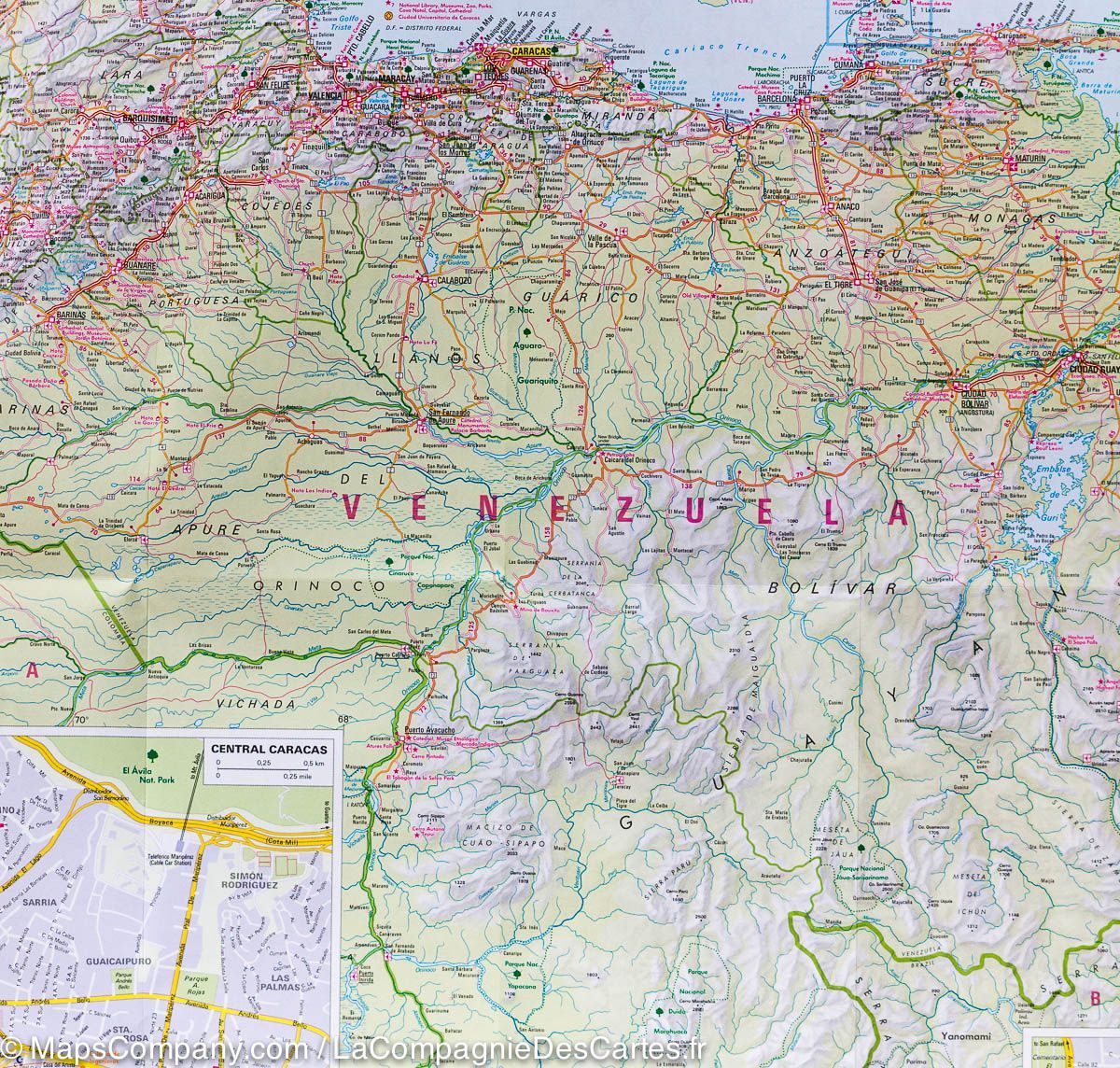 Carte routière - Venezuela, Guyana, Surinam & Guyane Française | Nelles Map carte routière Nelles Verlag