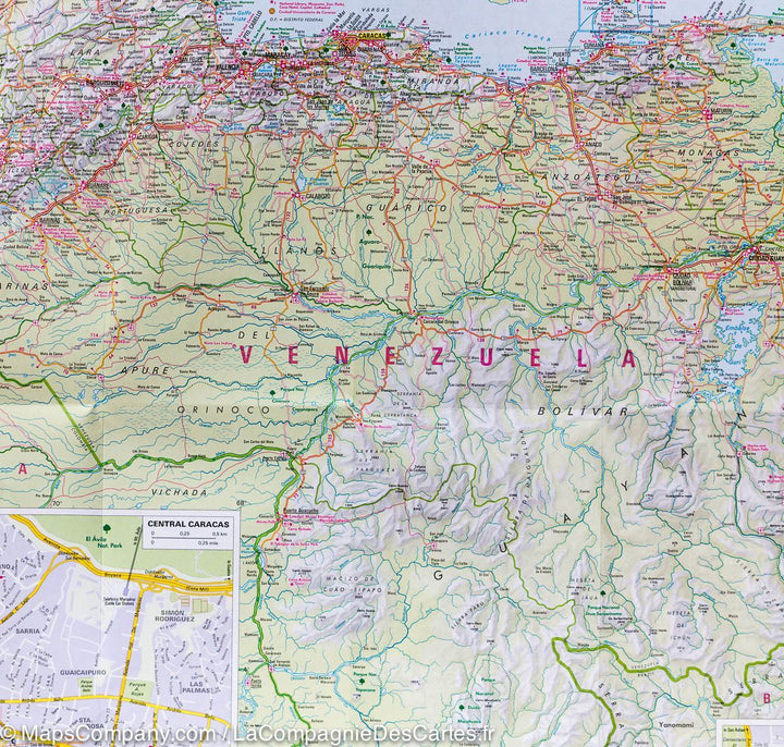Carte routière - Venezuela, Guyana, Surinam & Guyane Française | Nelles Map carte pliée Nelles Verlag 