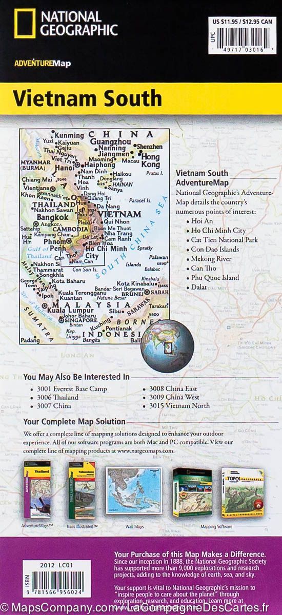 Carte routière - Vietnam Sud | National Geographic carte pliée National Geographic 