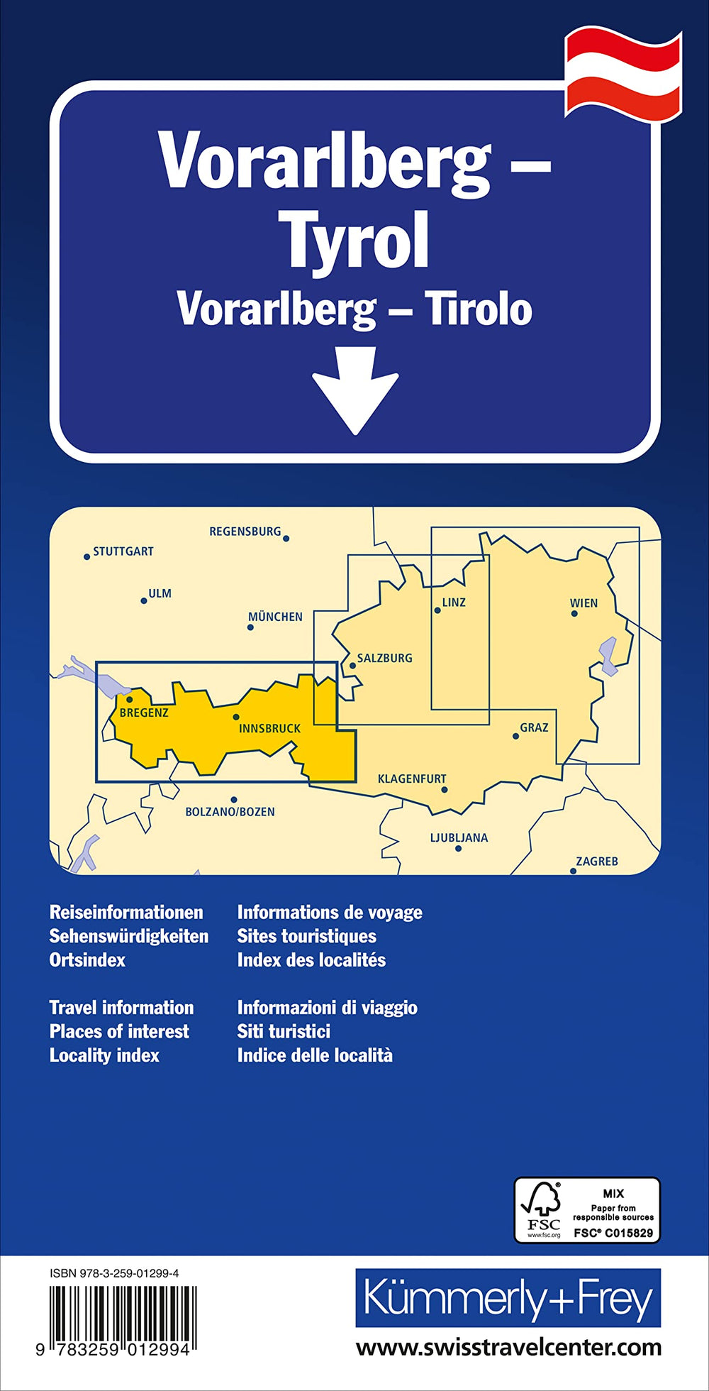 Carte routière - Vorarlberg & Tirol | Kümmerly & Frey carte pliée Kümmerly & Frey 